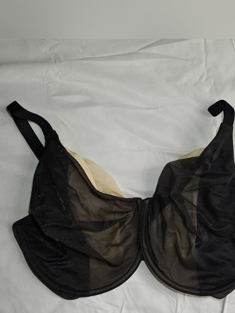 Donna Karan Black Sheer Underwire Bra with Beige Lining